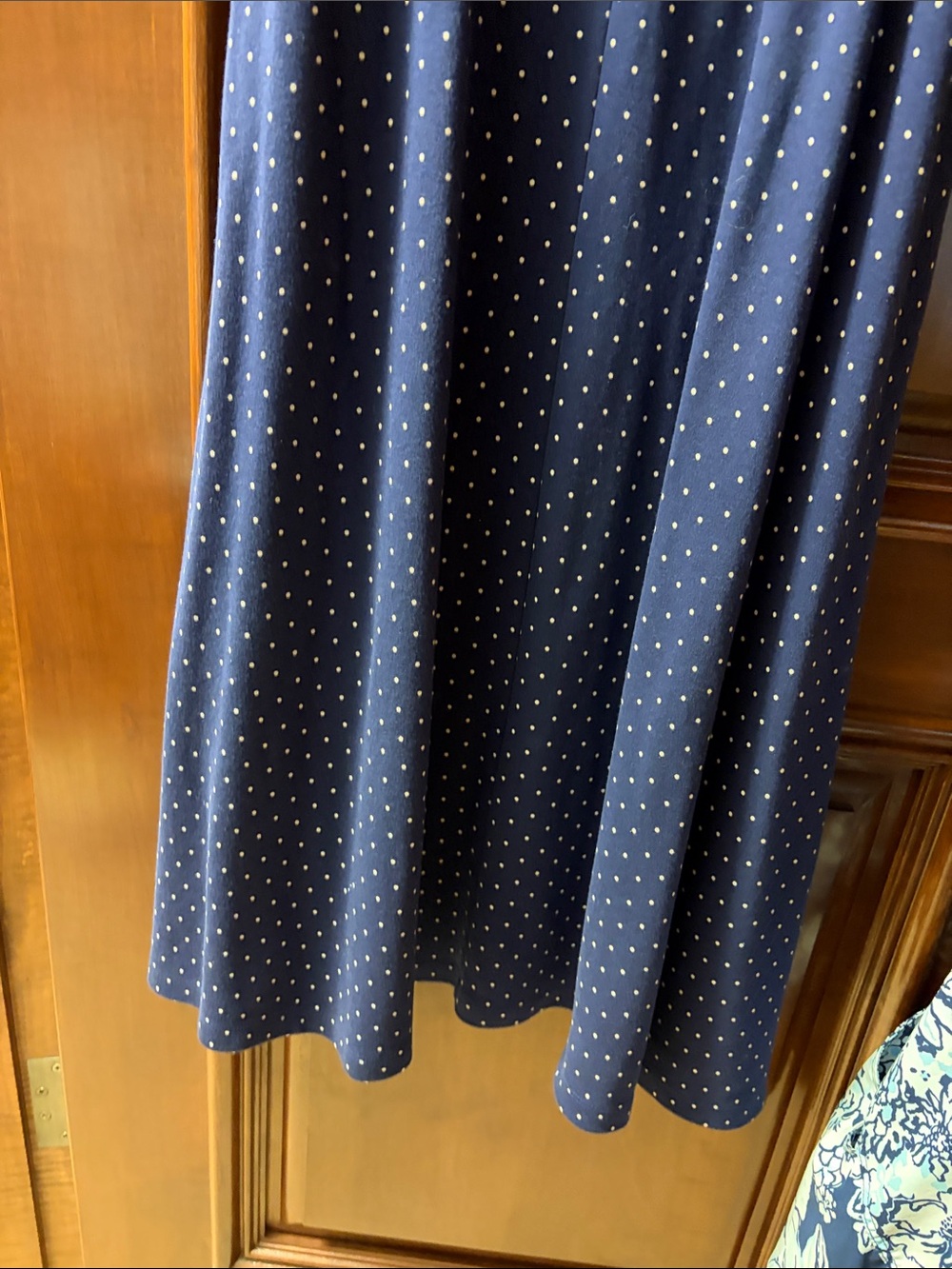 Lands' End Navy Polka Dot Dress with Tie Waist - Picture 7 of 8